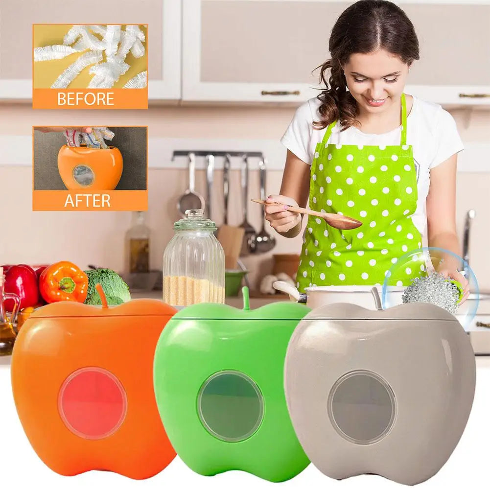 rangement mural adhésif transparent boîtes réutilisables plastique moderne oranger vert gris clair pellicule alimentaire