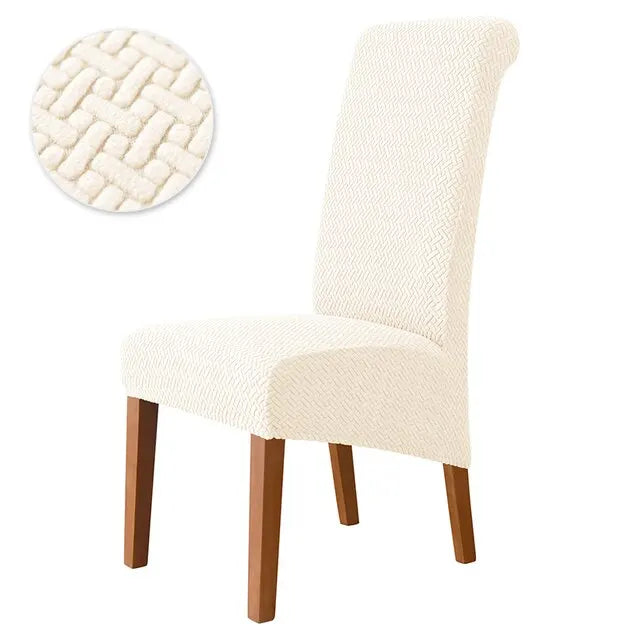 housse chaise mariage tissu carreaux beige moderne adhésif XL salon restaurant