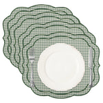 serviettes table rose vert beige scalloped bordure pointillé blanc opaques classiques table manger
