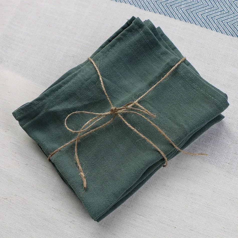 serviettes table réutilisables coton lin 40x40cm classique beige vert jaune blanc rose fleurs séchées