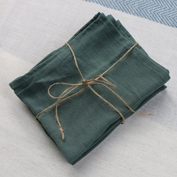 serviettes table réutilisables coton lin 40x40cm classique beige vert jaune blanc rose fleurs séchées