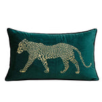 housse coussin brodée léopard velours élégante noir vert décorative maison voiture 45x45cm 30x50cm fixations