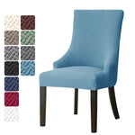 housse chaise mariage tissée motifs géométriques moderne gris bleu blanc elasthanne polyester
