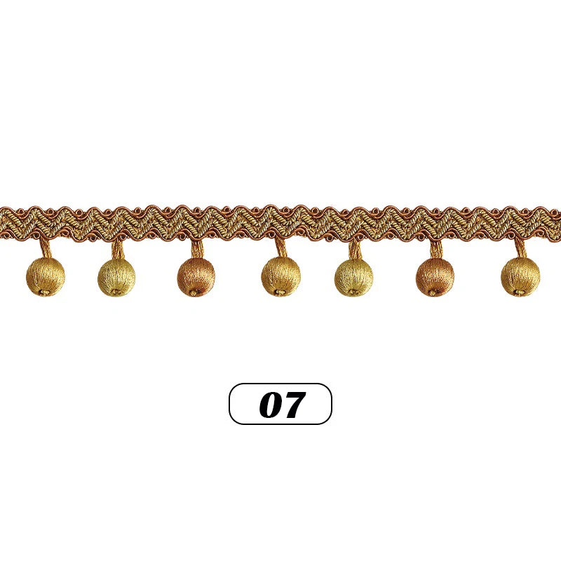ruban rideau pompons vert doré élégant décoration partie zigzag coton polyester