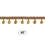 ruban rideau pompons vert doré élégant décoration partie zigzag coton polyester