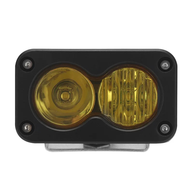 lampe travail moderne robuste noire lentilles jaunes vis fixation câble connecteur orange