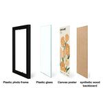 cadres photo modernes fleurs roses textes minimalistes noir blanc beige verre transparent trois pièces