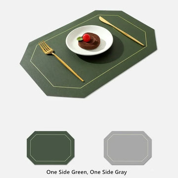 tapis table moderne noir vert lignes dorées 43x30cm serviettes assiettes fourchettes