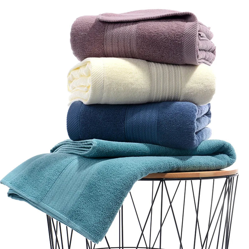 serviettes toilette coton violet blanc bleu marine rayures classiques absorbantes ensemble pièces clips