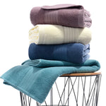 serviettes toilette coton violet blanc bleu marine rayures classiques absorbantes ensemble pièces clips