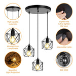 lustre industriel moderne lumières noir doré abat jour ajouré fixé