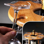 rangement vin verres bois moderne six coupes bouteilles bar suspension transparent minimaliste
