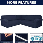couvre canapé angle bleu marine uni moderne lavable machine 97cm 110cm