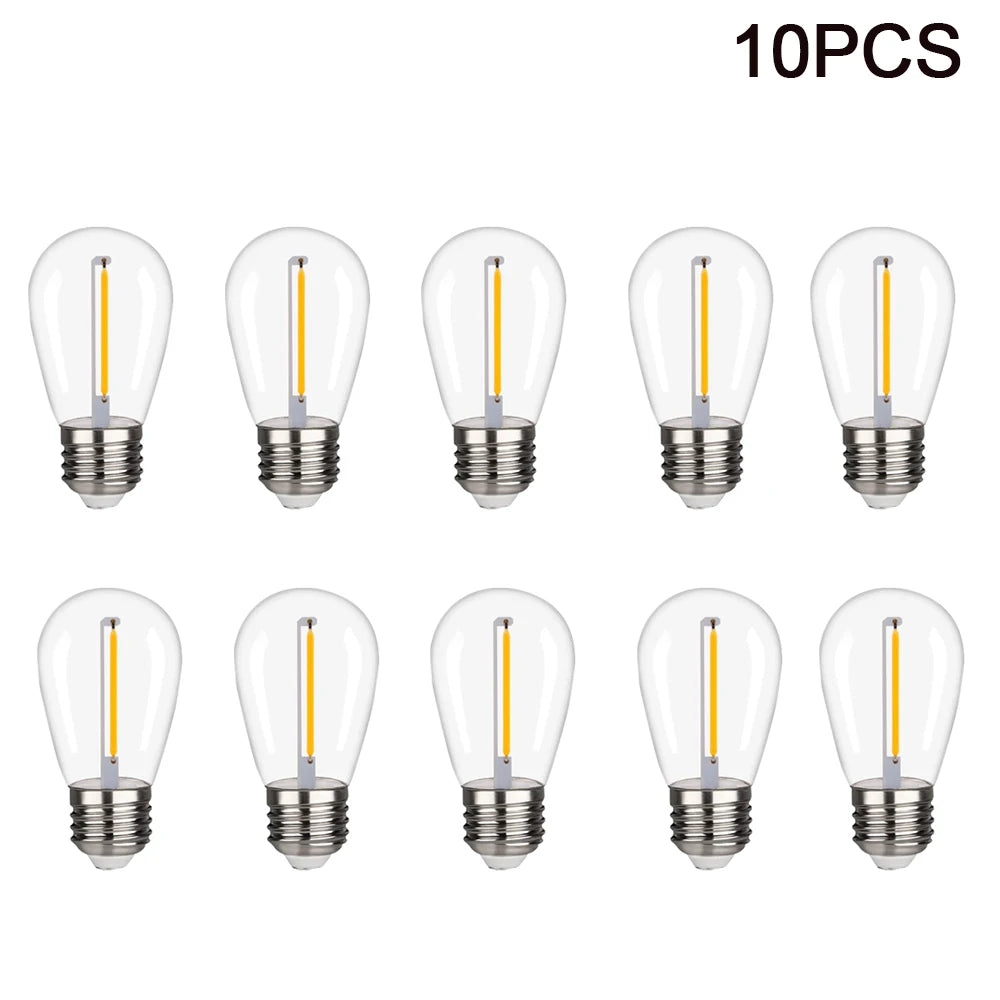 ampoules led transparentes opalescentes filament doré e27 vintage 220v 25000h 360° lumière blanche chaleureuseextérieur