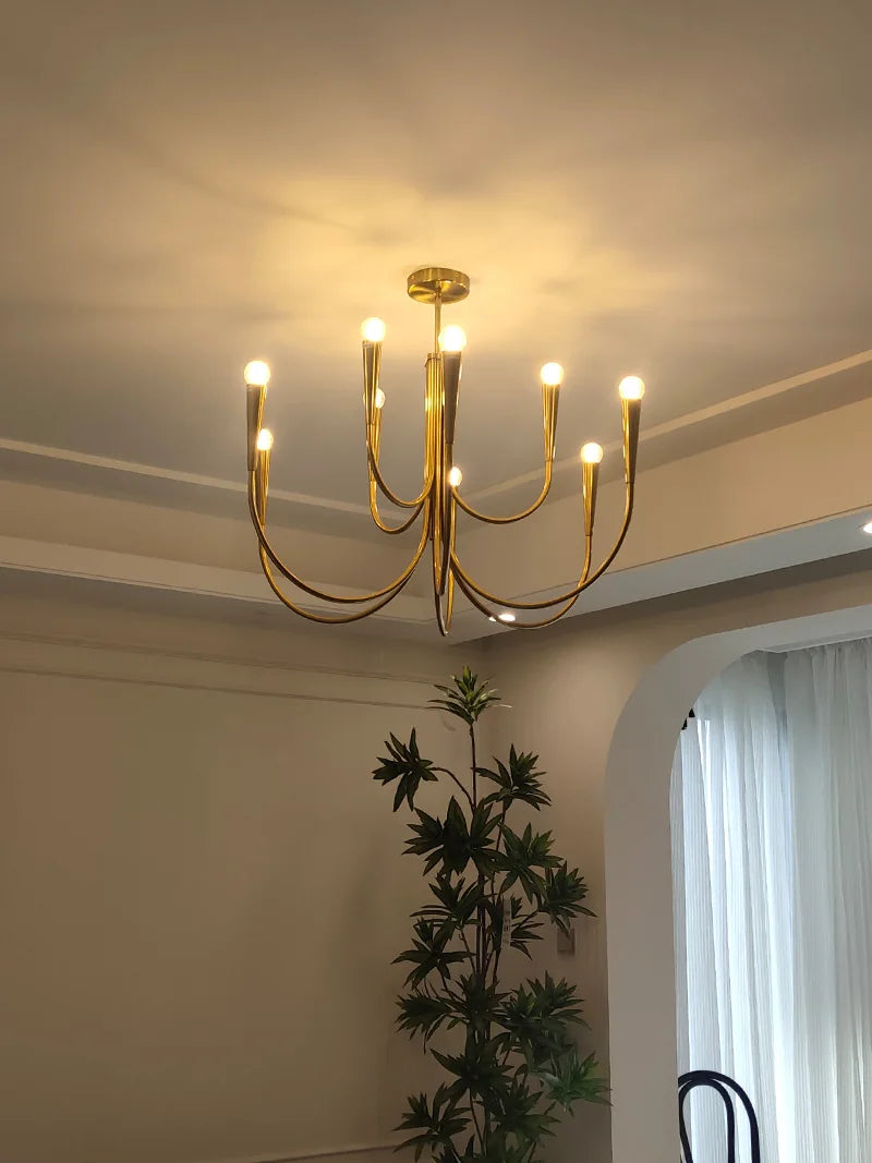 lustre moderne doré acier poli suspension salon cuisine salle manger luminaire