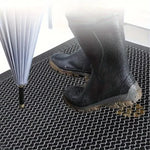 tapis sol extérieur entrée imperméable antidérapant hexagonal moderne noir bordure gris