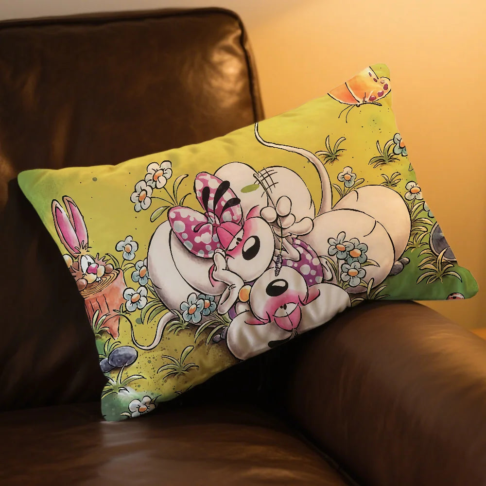 housse coussin imprimée polyester nuages animaux mignons rose blanc 30x50cm 40x60cm 48x74cm 50x70cm double