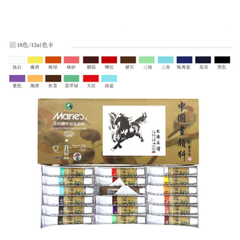 Peintures l'huile chinoises 12 18 24 36 couleurs 5ml 12ml aquarelle traditionnelle texture artistique