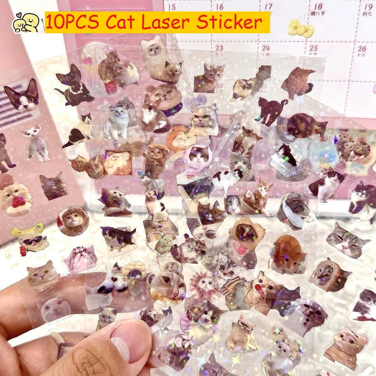 sticker kawaii chatons transparents accessoires divers scrapbooking waterproof mignon ornement decoration scenique
