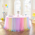 jupe table rose vert pastel bleu pastel rayures horizontales velcro festive