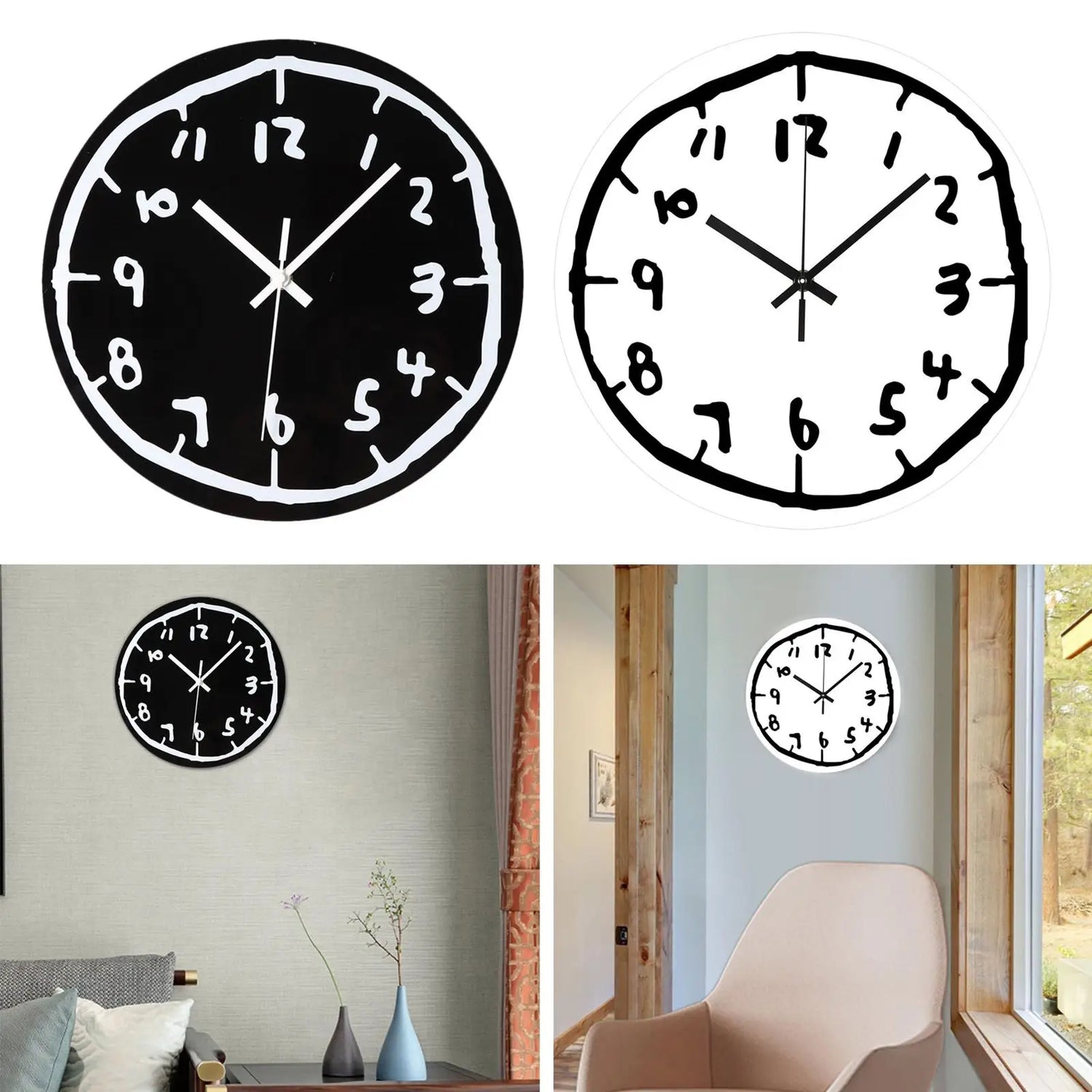 Détail des chiffres graffiti sur horloge murale acrylique