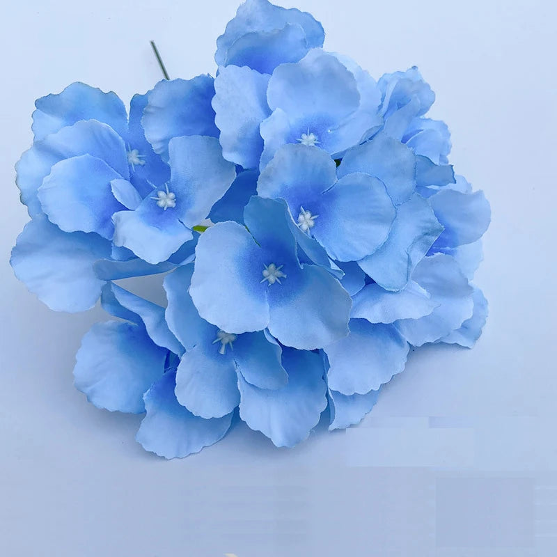 branche hortensia artificielle soie fleurs roses bleu clair décoration mariage intérieur bouquet fleurs artificielles
