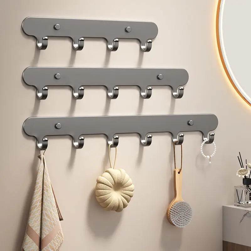 porte serviettes mural gris métallisé moderne 50cm large vis fixations utilisation multiple chambre cuisine