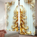 rideaux blanc doré plumes paon strass élégants chambre salon 100 polyester classique