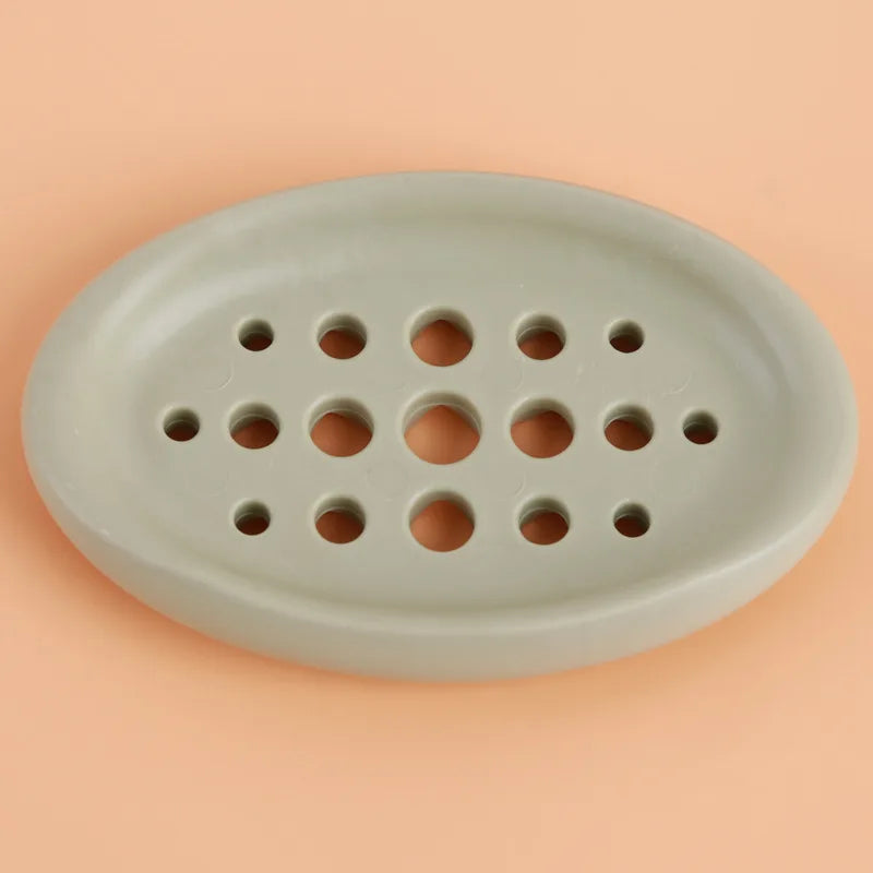 support savon silicone self draining moderne gris vert blanc rayures horizontales