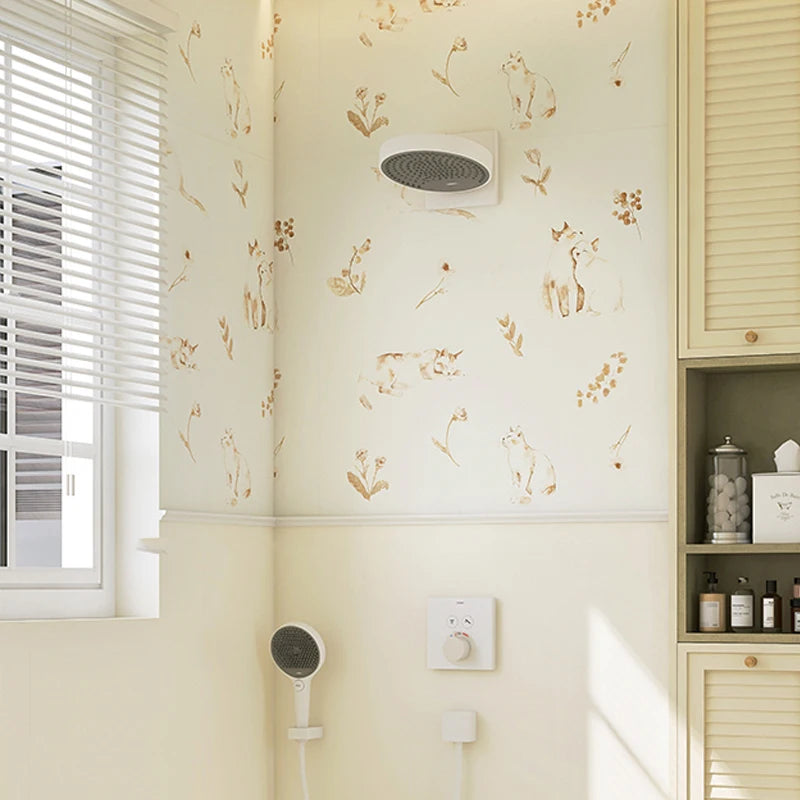 papier peint autocollant motif chats fleurs aquarelle amovible imperméable classique chambre coucher