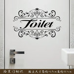 autocollants mural ornements floraux texte bathroom toilet adhésif classique vintage chambre salle bains porte