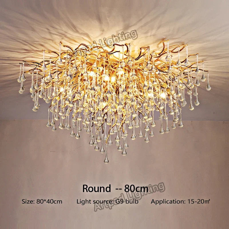 plafonnier led moderne cristaux transparents argentés élégants éclairage intérieur nordique suspension
