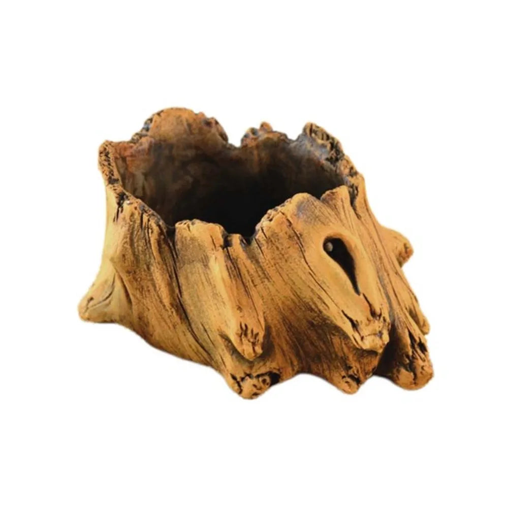 Cache plante forme racine imitation bois marron clair brun foncé texture naturelle rustique plante