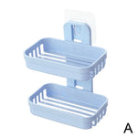 support savon moderne adhésif bleu clair gris rose texture granulée salle bain baignoire évier