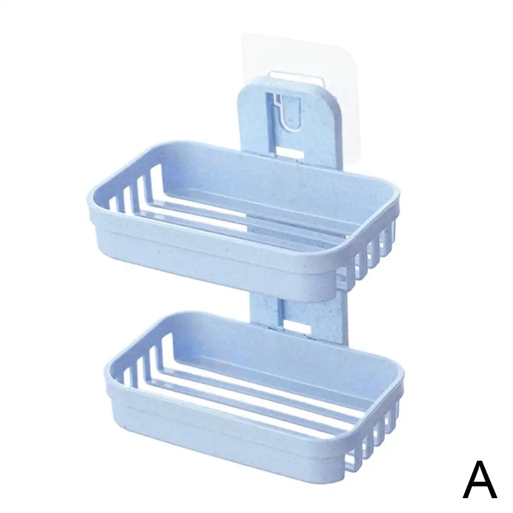 support savon moderne adhésif bleu clair gris rose texture granulée salle bain baignoire évier