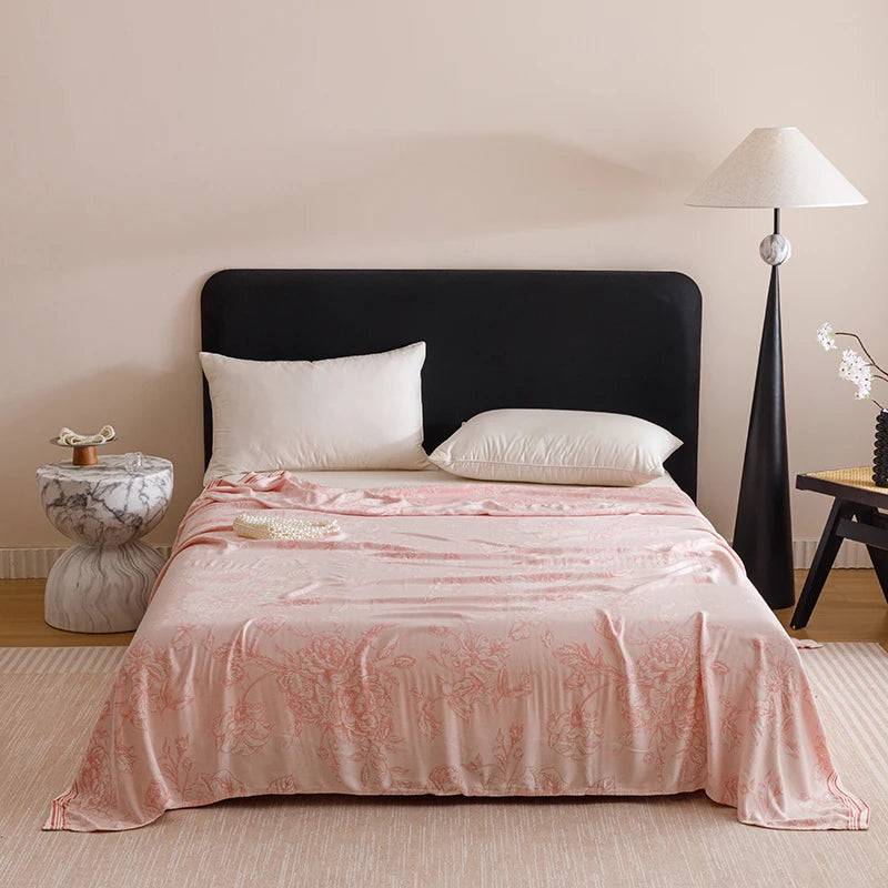 couverture fibre bambou motif floral deux oreillers canapé lit maison