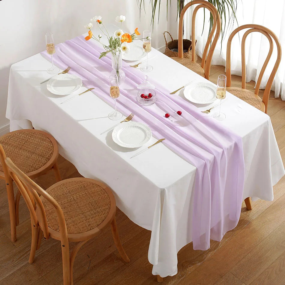chemin table vert clair moderne uni opaque 30x300cm ruban blanc decoration anniversaire mariage noel