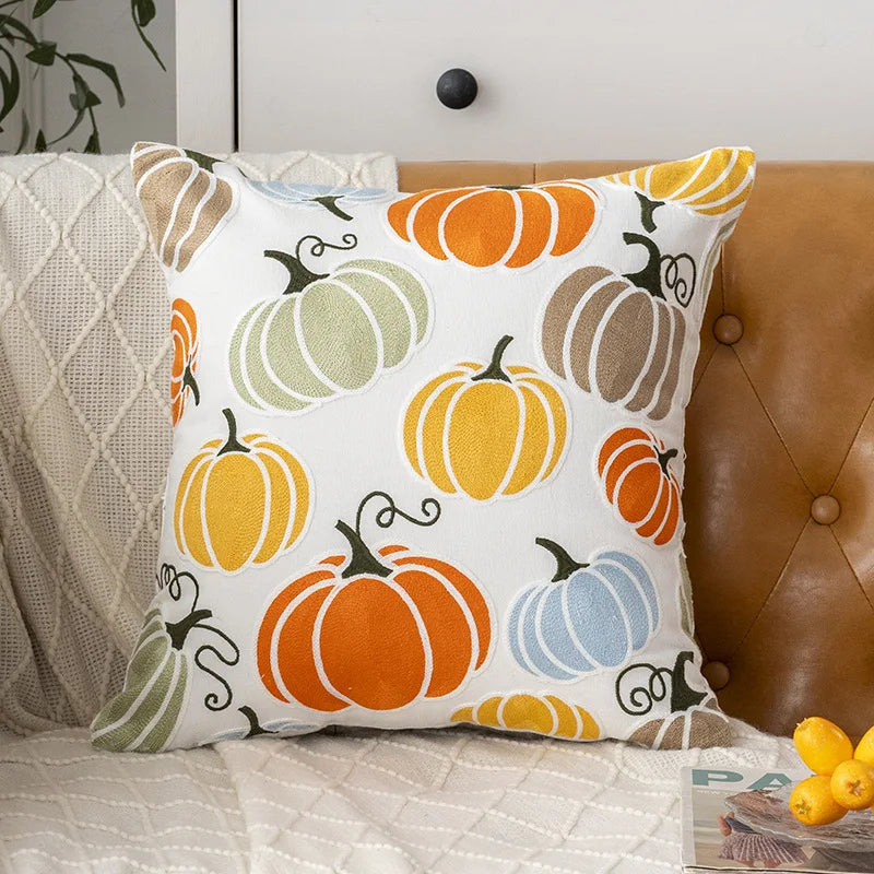 housse coussin décoratif citrouille fantôme sorcière polyester carré moderne minimalisme automne blanc