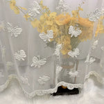 rideau blanc transparent brodé papillons salon chambre enfant decoration pastorale