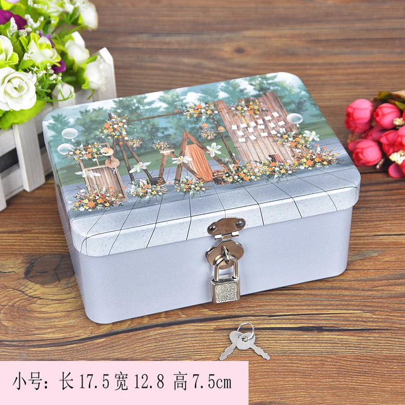 boîte bijoux métal fleurs bleu cadenas personnalisation vintage respectueuse environnement