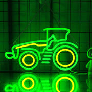 décoration murale néon tracteur vert led jaune enfantin suspension chambre enfants