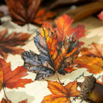 feuilles artificielles orange rouge vert bleu marron jaune adhésives scrapbooking bricolage papeterie manuelle naturelle