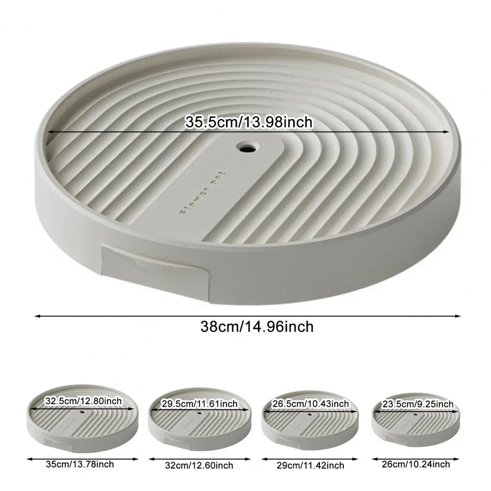 support plante roulettes collecte eau moderne gris clair rayures concentriquesversibleintérieur