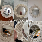 miroir mural rond macramé boho décoration intérieure blanc artisanal salon chambre
