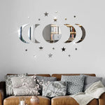 miroirs argentés effet miroir adhésifs modernes 10 étoiles cercle croissants