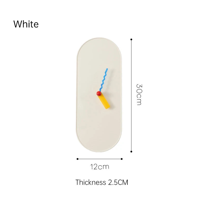horloge murale moderne beige aiguille rouge bleue adhésive minimaliste chambre enfant decoration maison