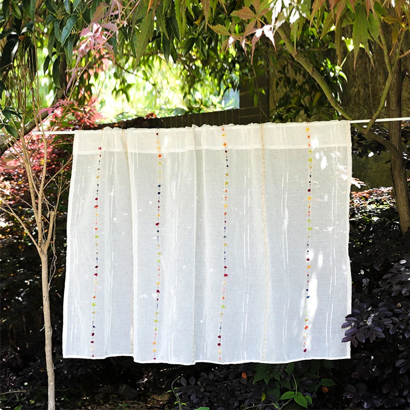 rideau blanc colorées moderne translucide maison 100% polyester inclusion accessoires