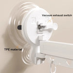 rideau douche blanc panda moderne support mural pliable double ventouse invisible