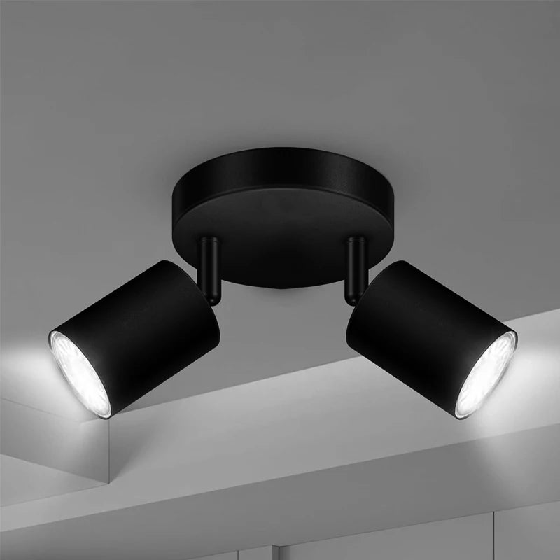 Spot moderne LED noir blanc rond lisse vis fixation ampoules économie énergie chambre salon