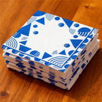 serviettes papier fleur oiseau géométrique bleu blanc classique vintage decoration fetes